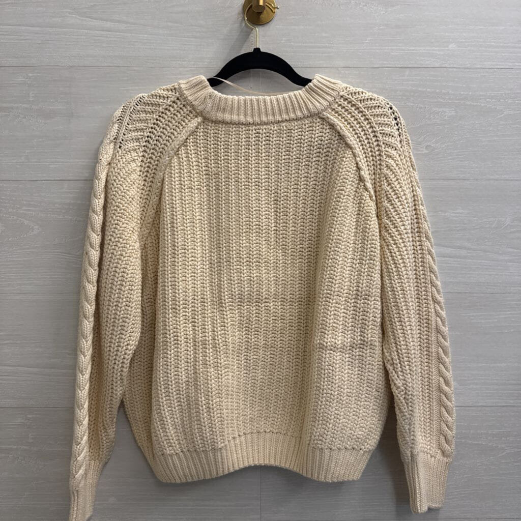 Free People Cream Cable Knit Chunky Sweater Medium
