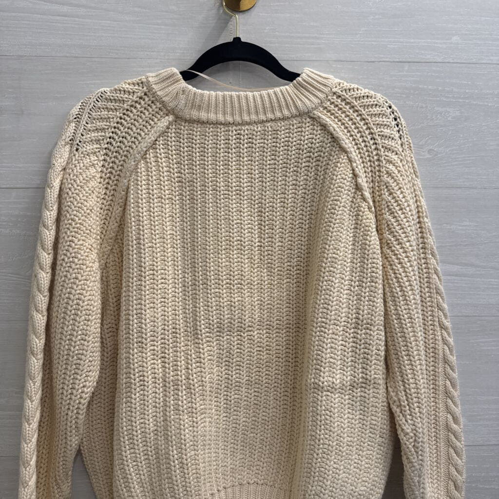 Free People Cream Cable Knit Chunky Sweater Medium