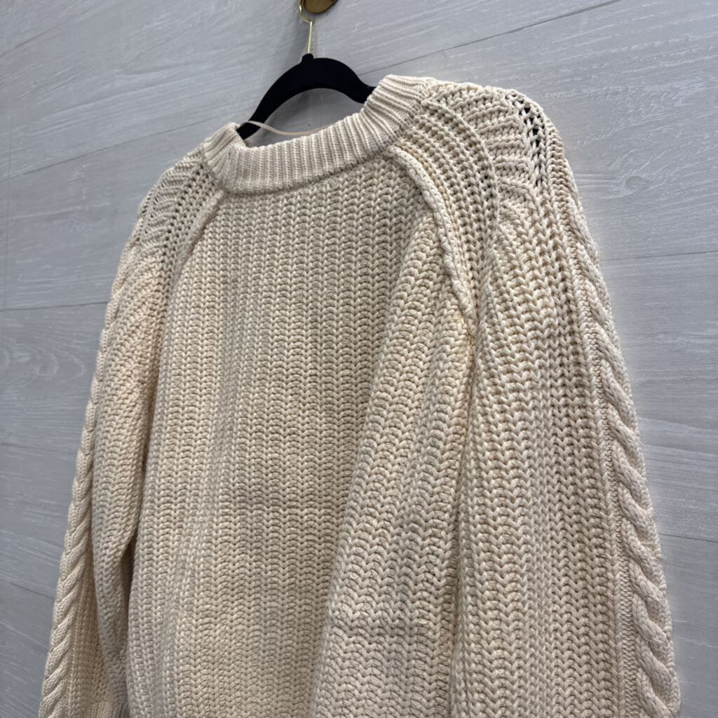 Free People Cream Cable Knit Chunky Sweater Medium