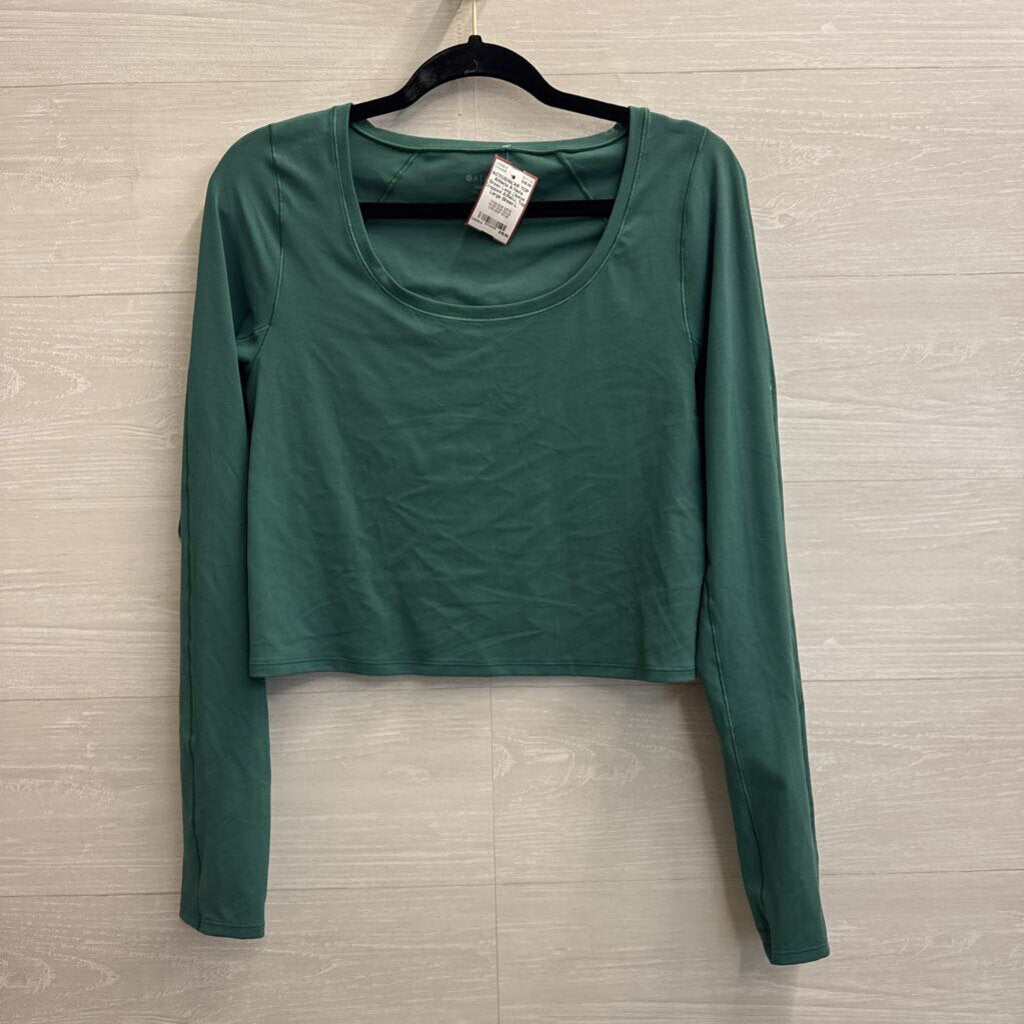 Athleta Green Long Sleeve Cropped Athletic Top Large