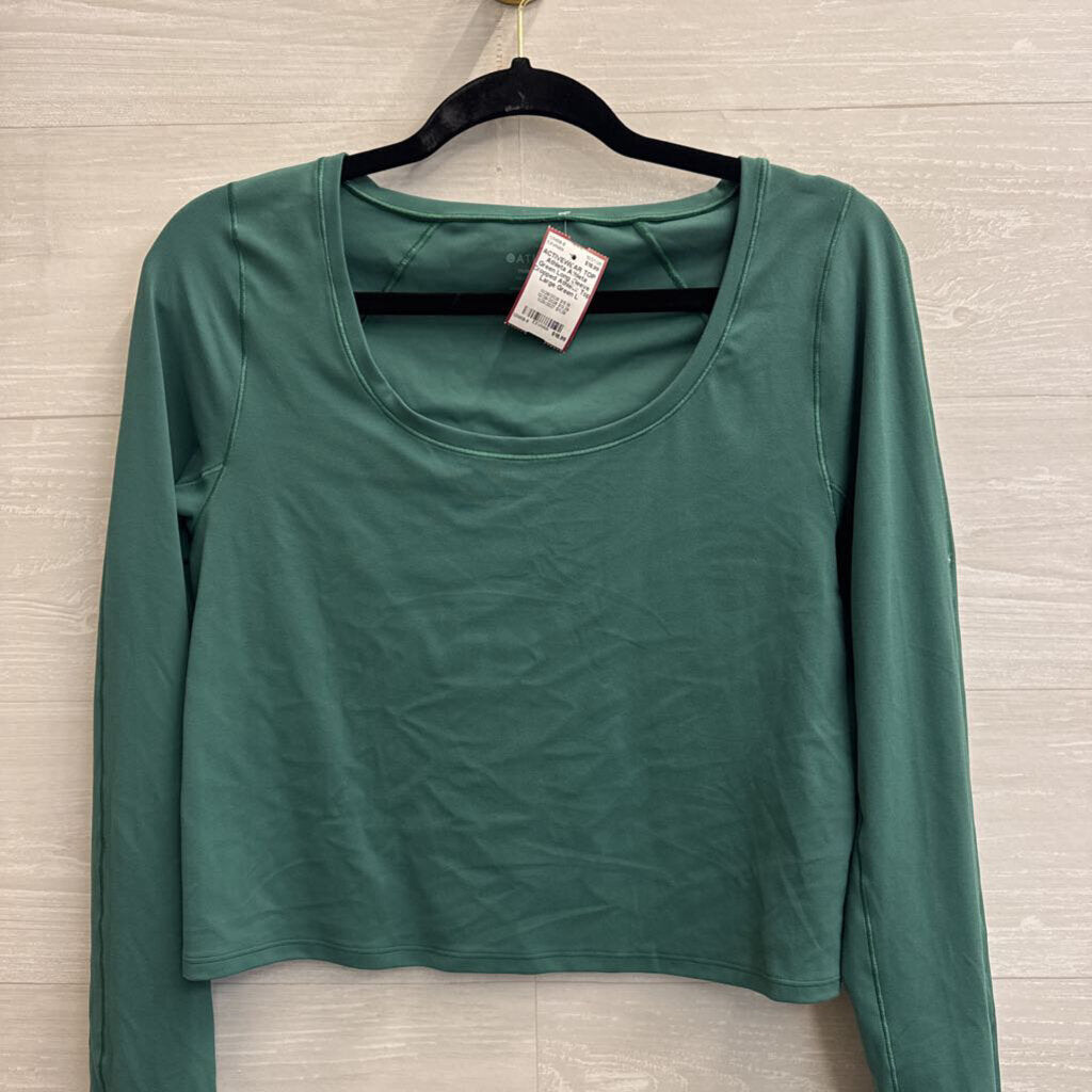 Athleta Green Long Sleeve Cropped Athletic Top Large