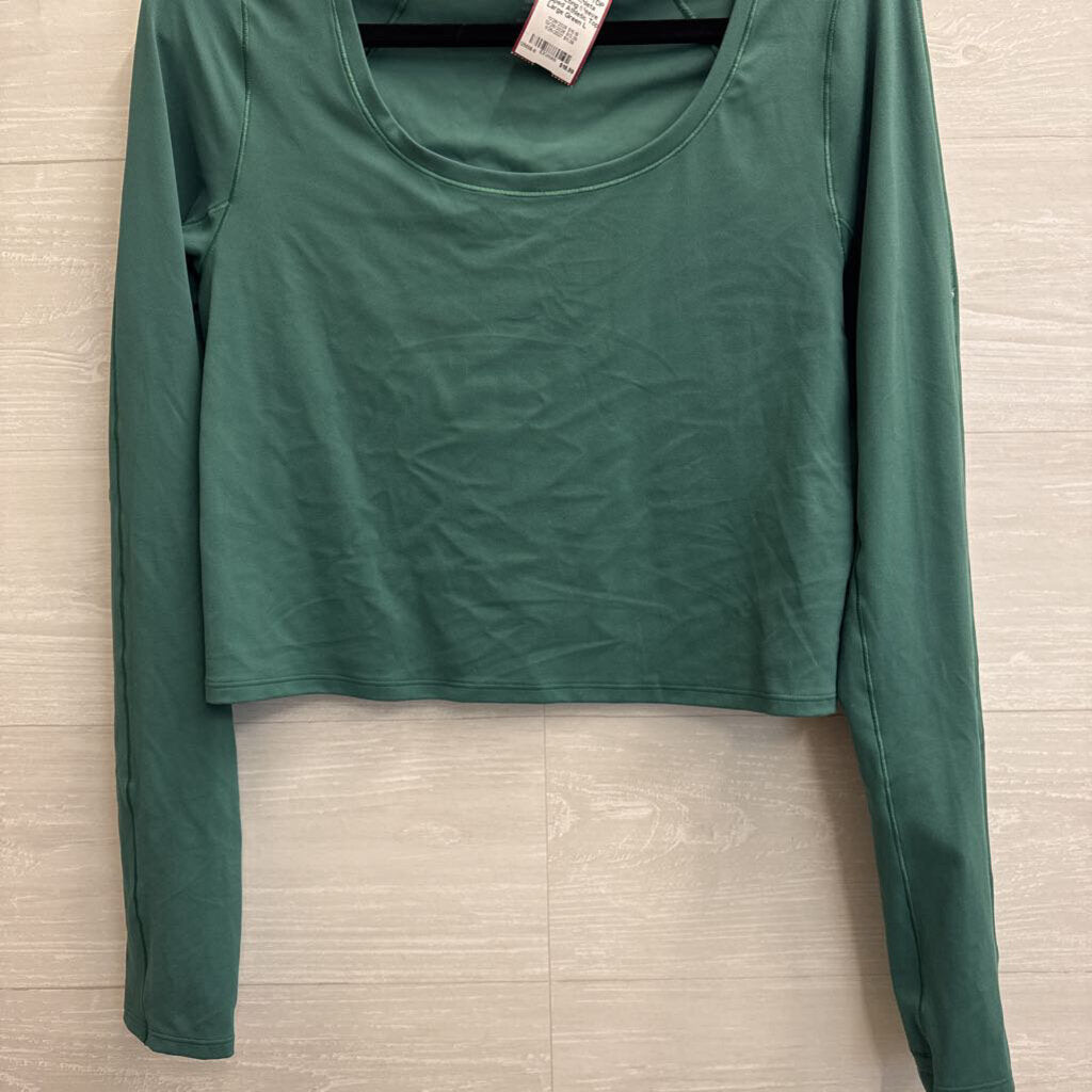 Athleta Green Long Sleeve Cropped Athletic Top Large
