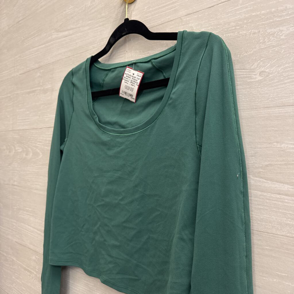 Athleta Green Long Sleeve Cropped Athletic Top Large