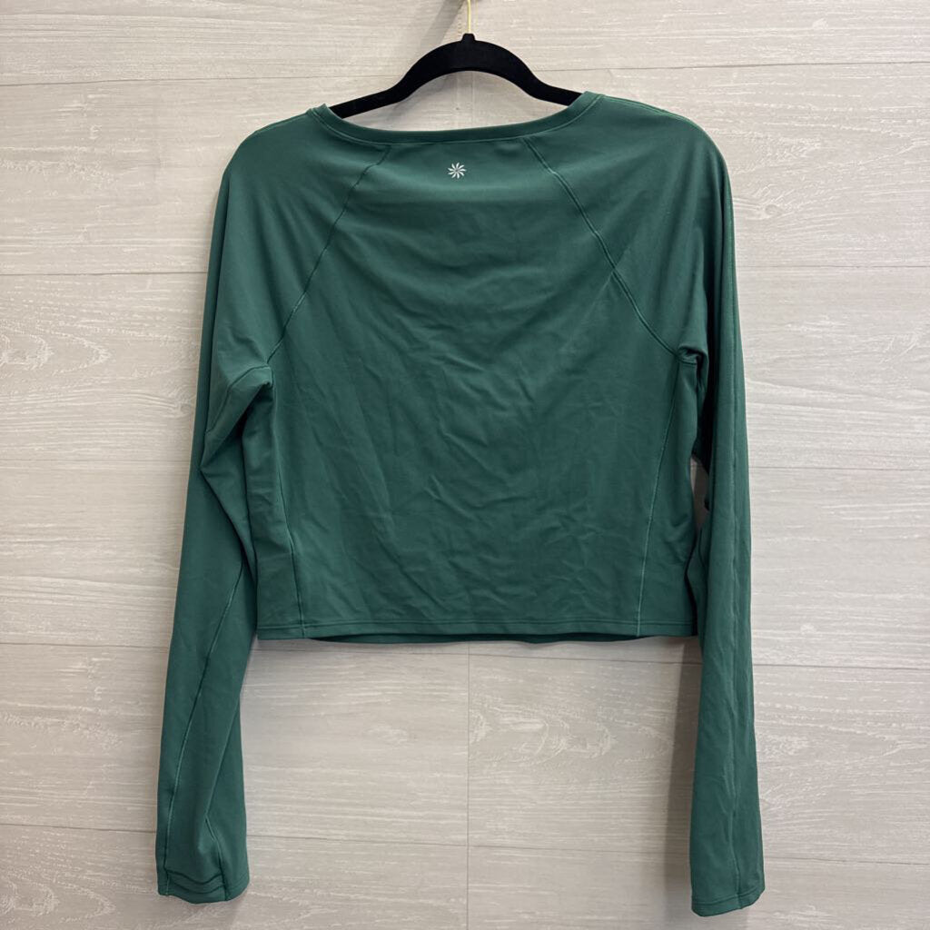 Athleta Green Long Sleeve Cropped Athletic Top Large