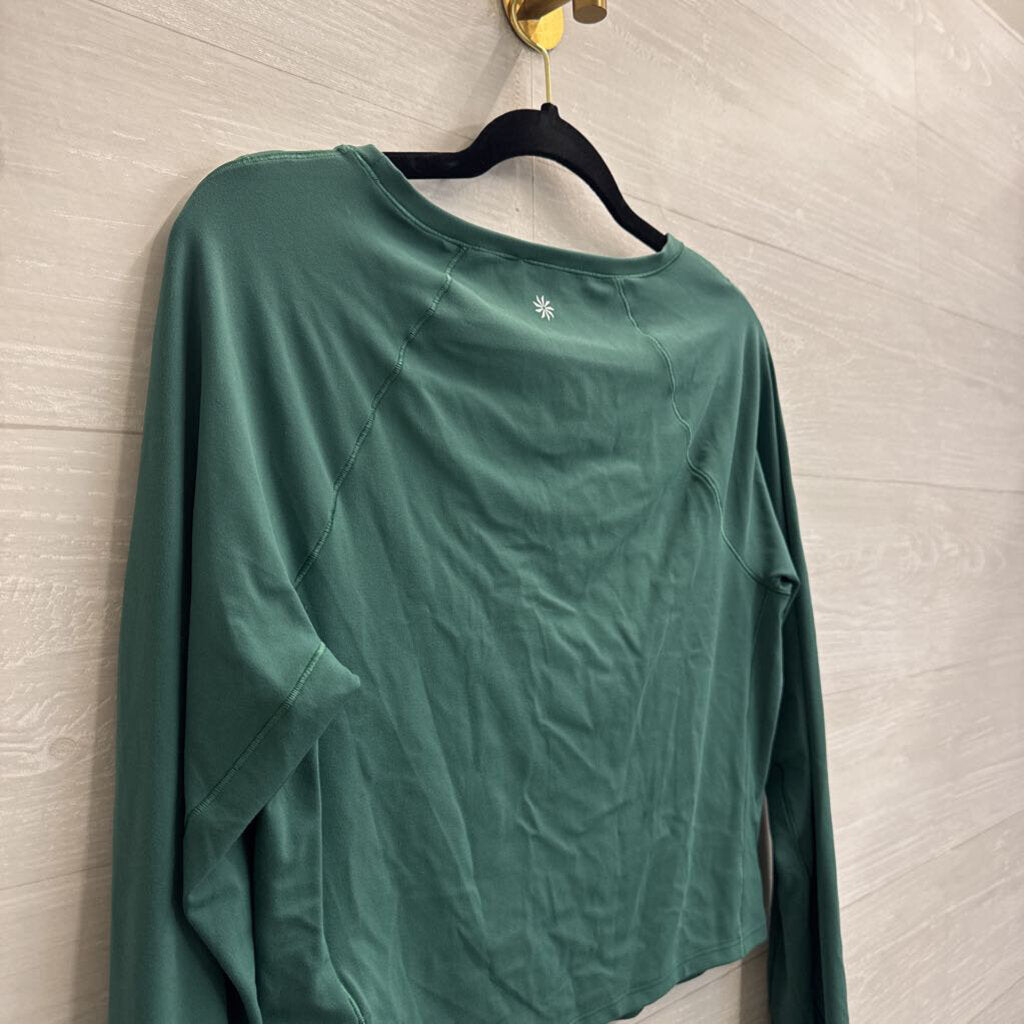 Athleta Green Long Sleeve Cropped Athletic Top Large