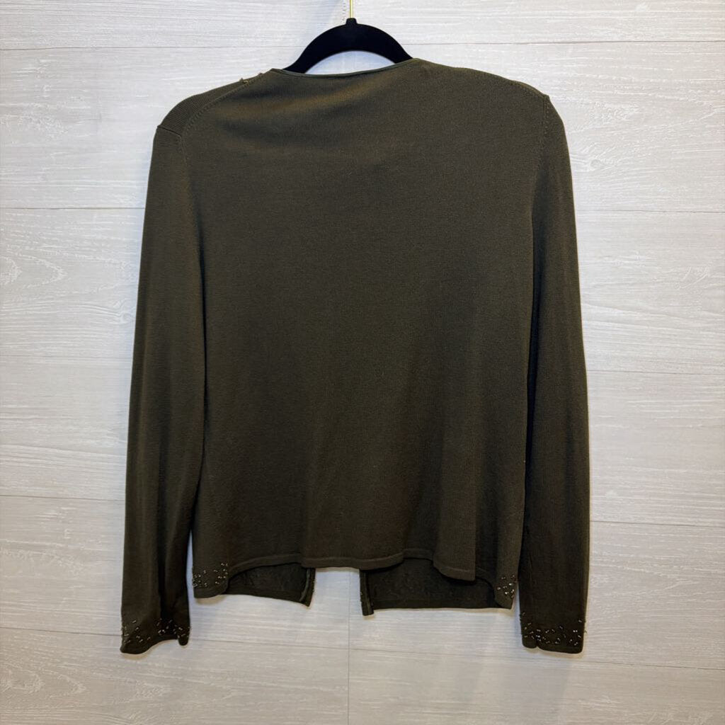 Ann Taylor Green Beaded Long Sleeve Top Medium