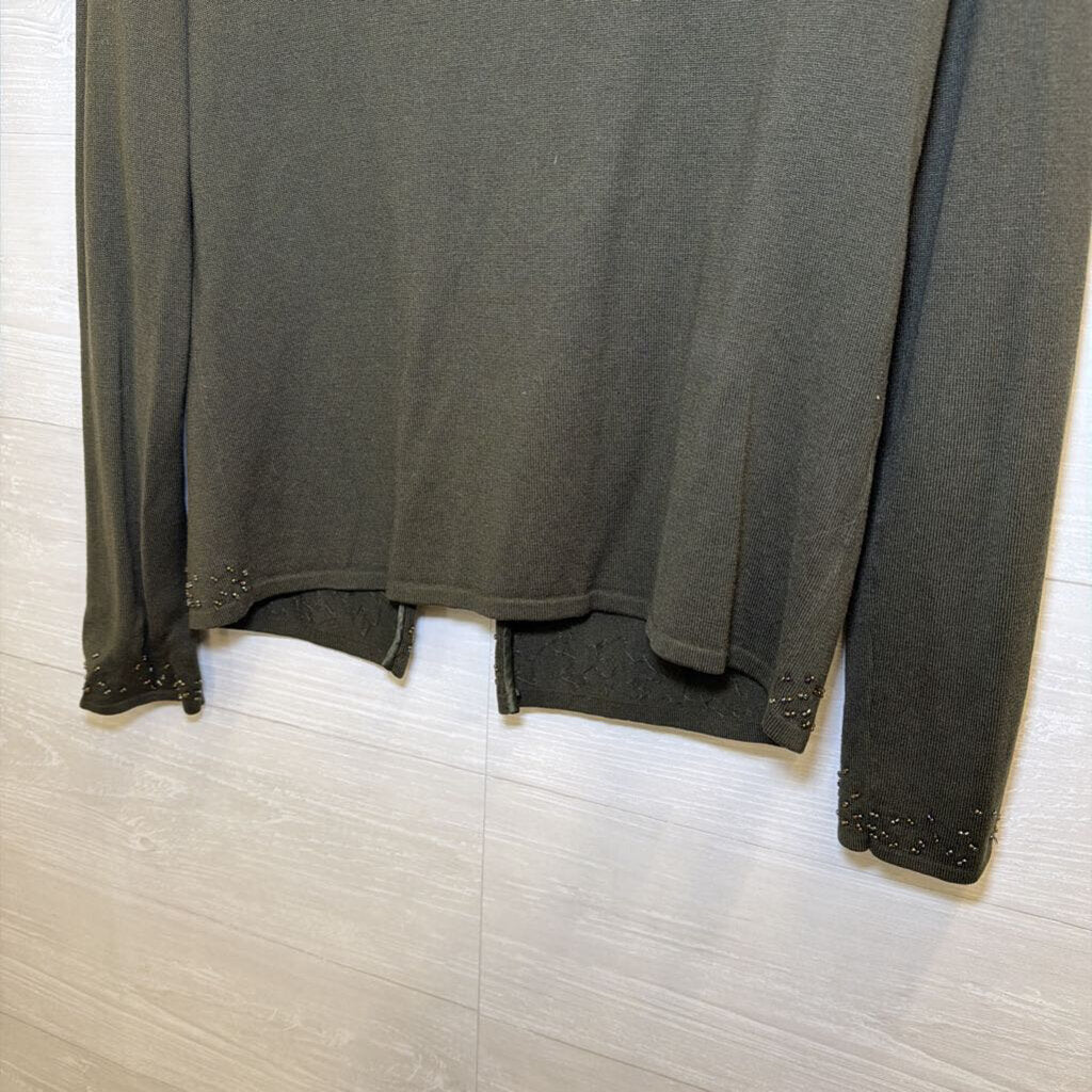 Ann Taylor Green Beaded Long Sleeve Top Medium