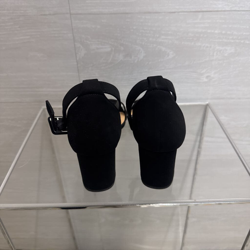 City Classified Black Ankle Strap Block Heels 8