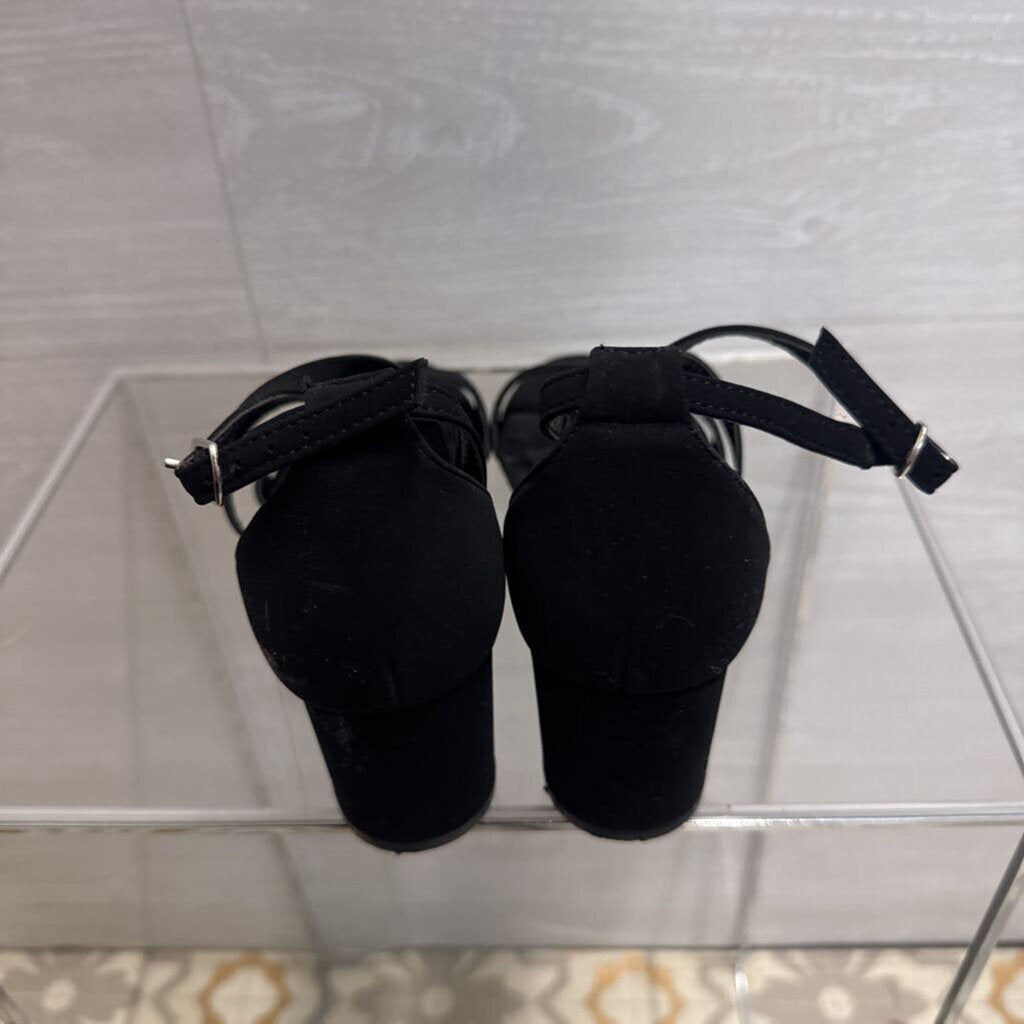Black Ankle Strap Block Heels 8