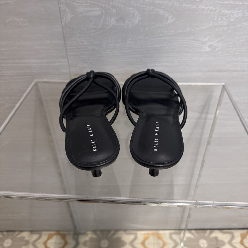 Kelly and Katie Black Strappy Sandal Kitten Heels 8.5