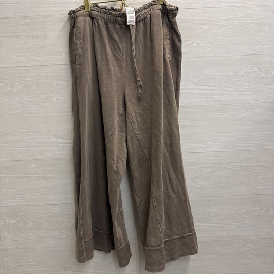 Easel Brown Wide Leg Pull On Pants Large
