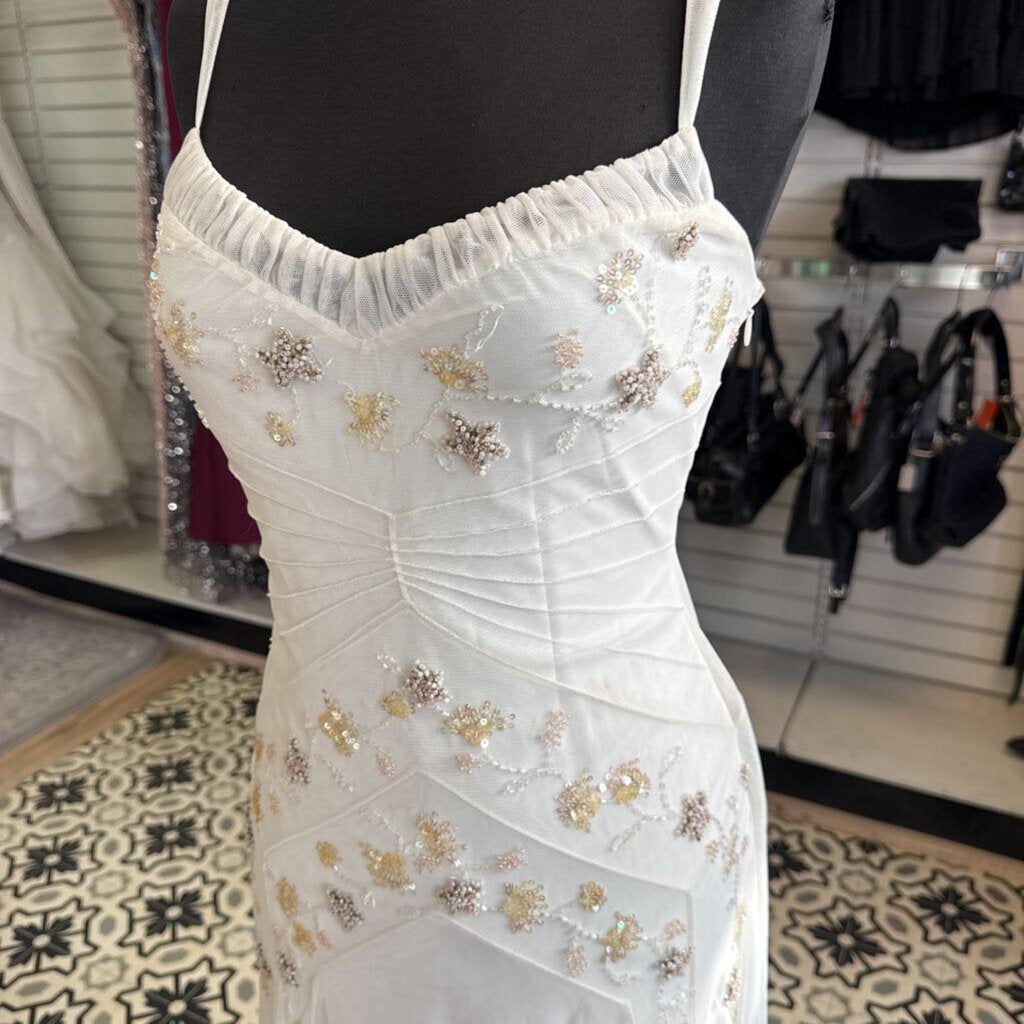 BCBG White Beaded Detail Midi Dress 4