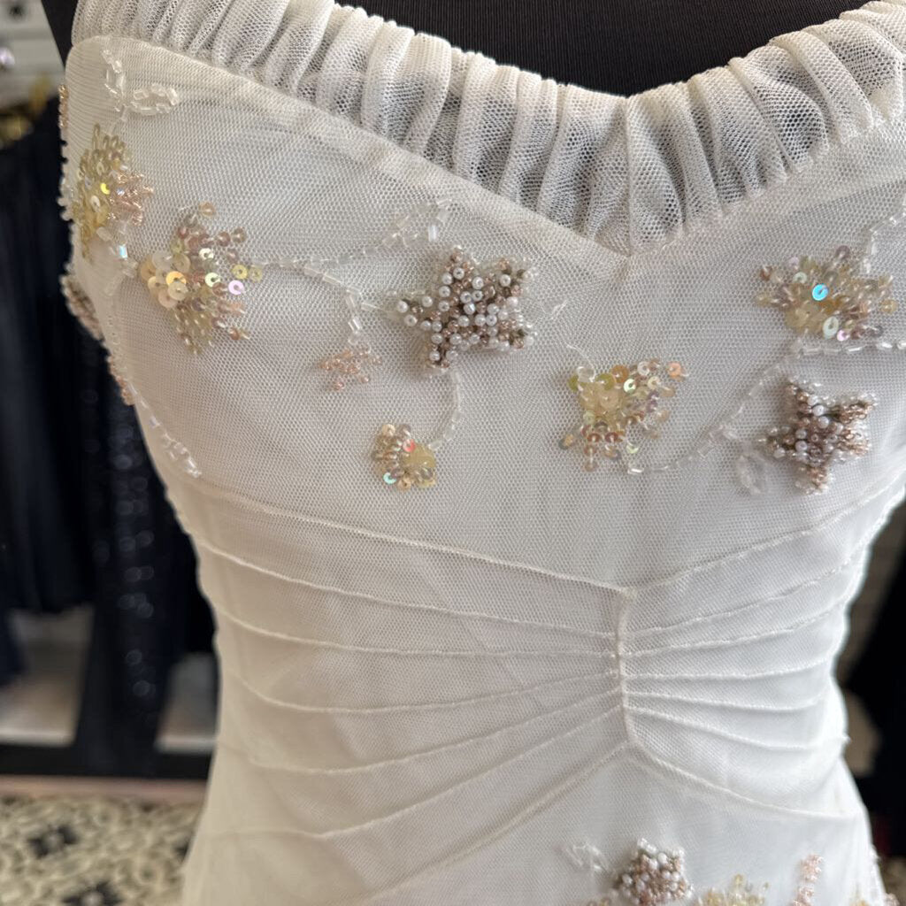 BCBG White Beaded Detail Midi Dress 4