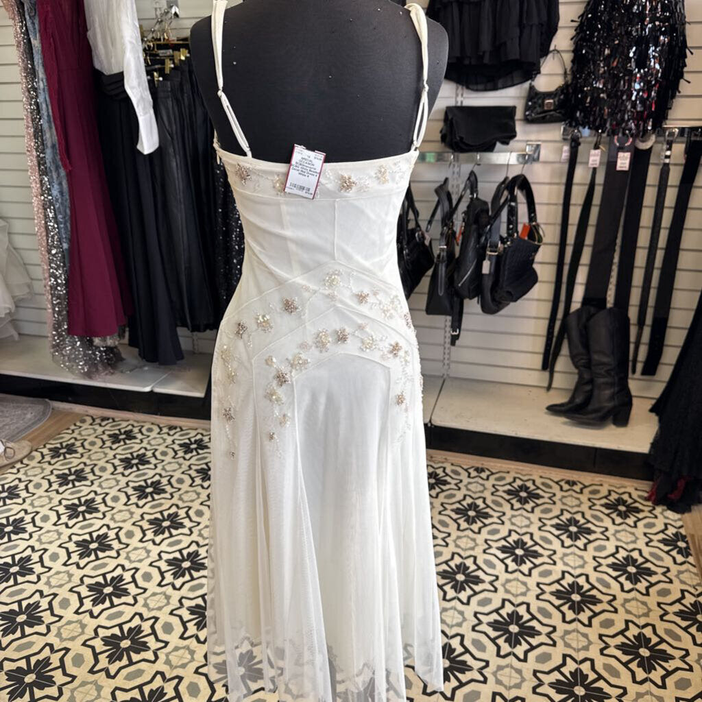 BCBG White Beaded Detail Midi Dress 4