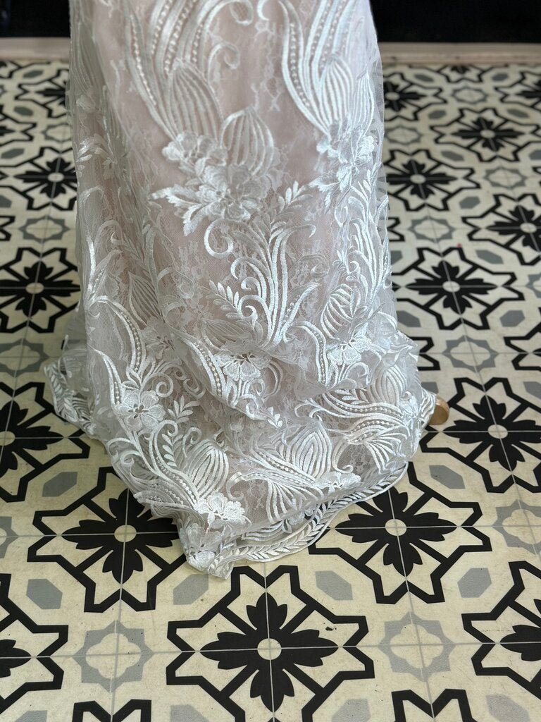 Stella Couture Blush/Ivory Fitted Tank Wedding Gown 10
