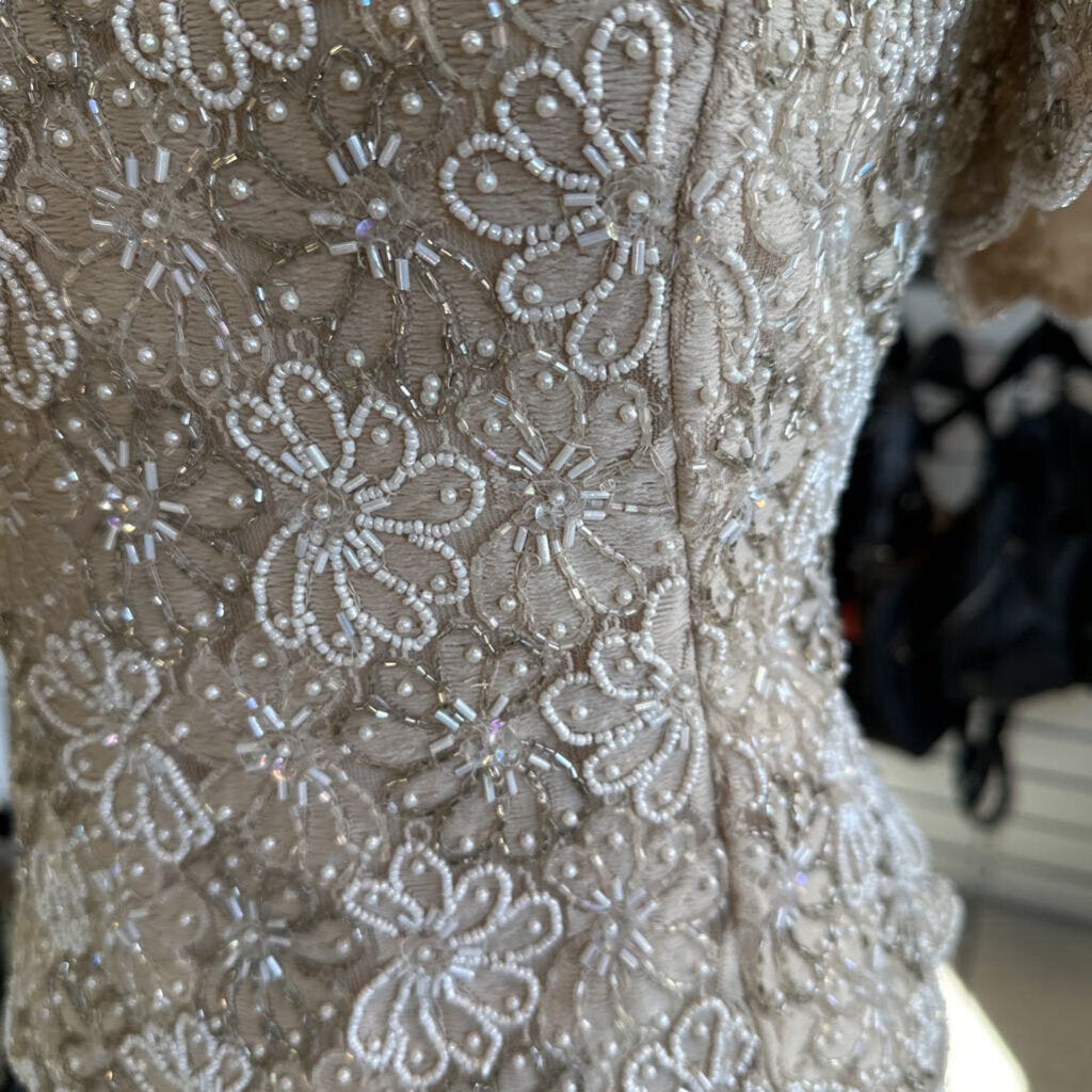 Vintage Stenay Golden Champagne Formal with Beaded Floral Top 16