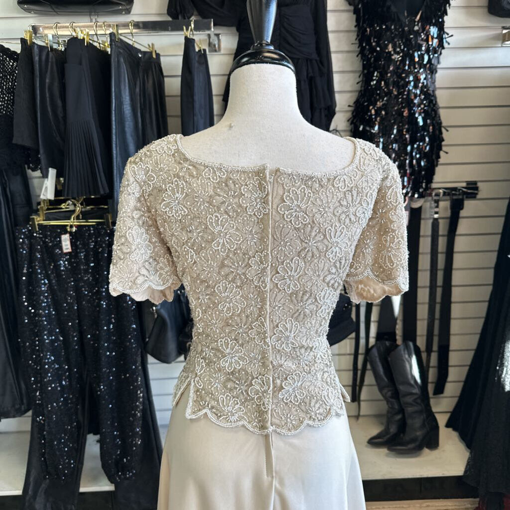 Vintage Stenay Golden Champagne Formal with Beaded Floral Top 16