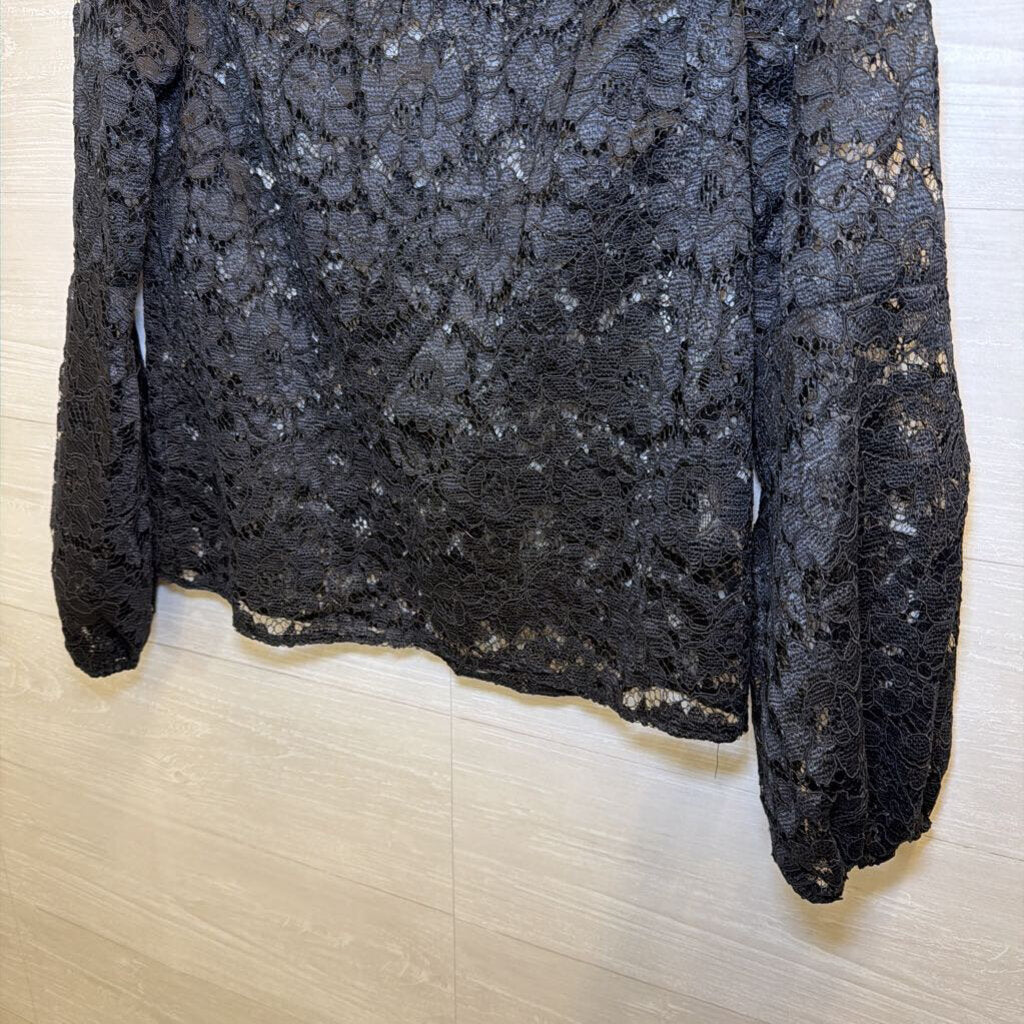 Zack Black Lace Long Sleeve Mock Neck Top 12