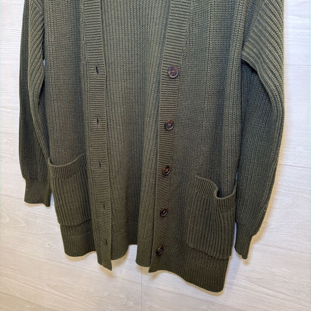 Loft Green Knit Cardigan Sweater Medium