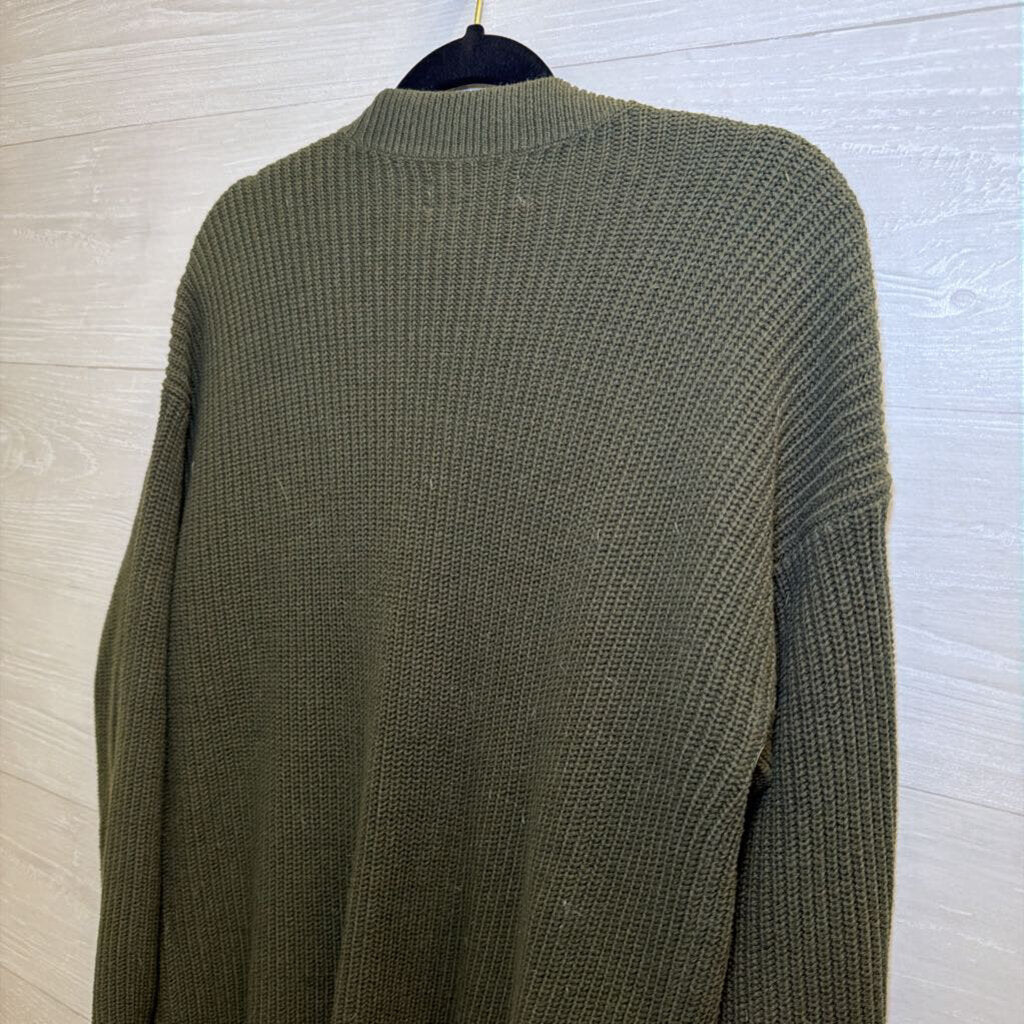 Loft Green Knit Cardigan Sweater Medium