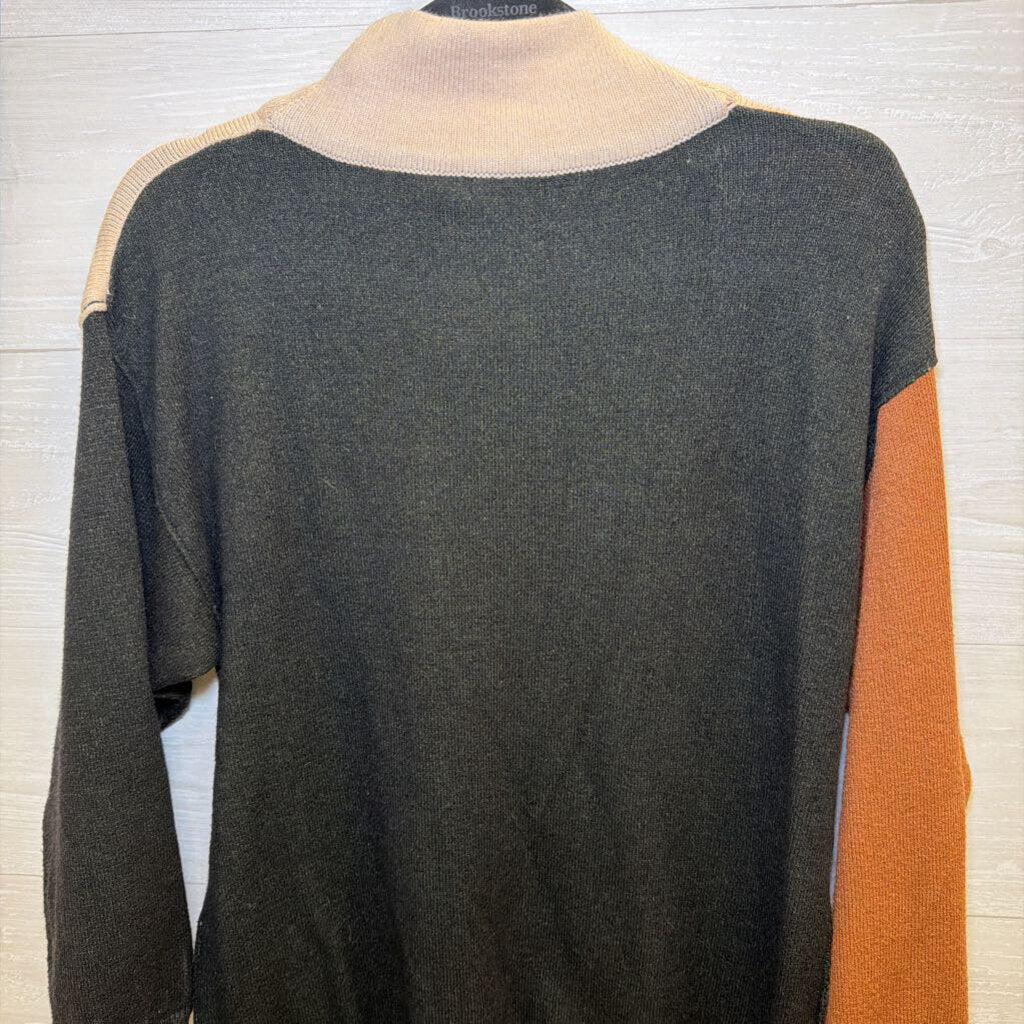 LUSH Beige/ Black Color Block Mock Neck Sweater Small