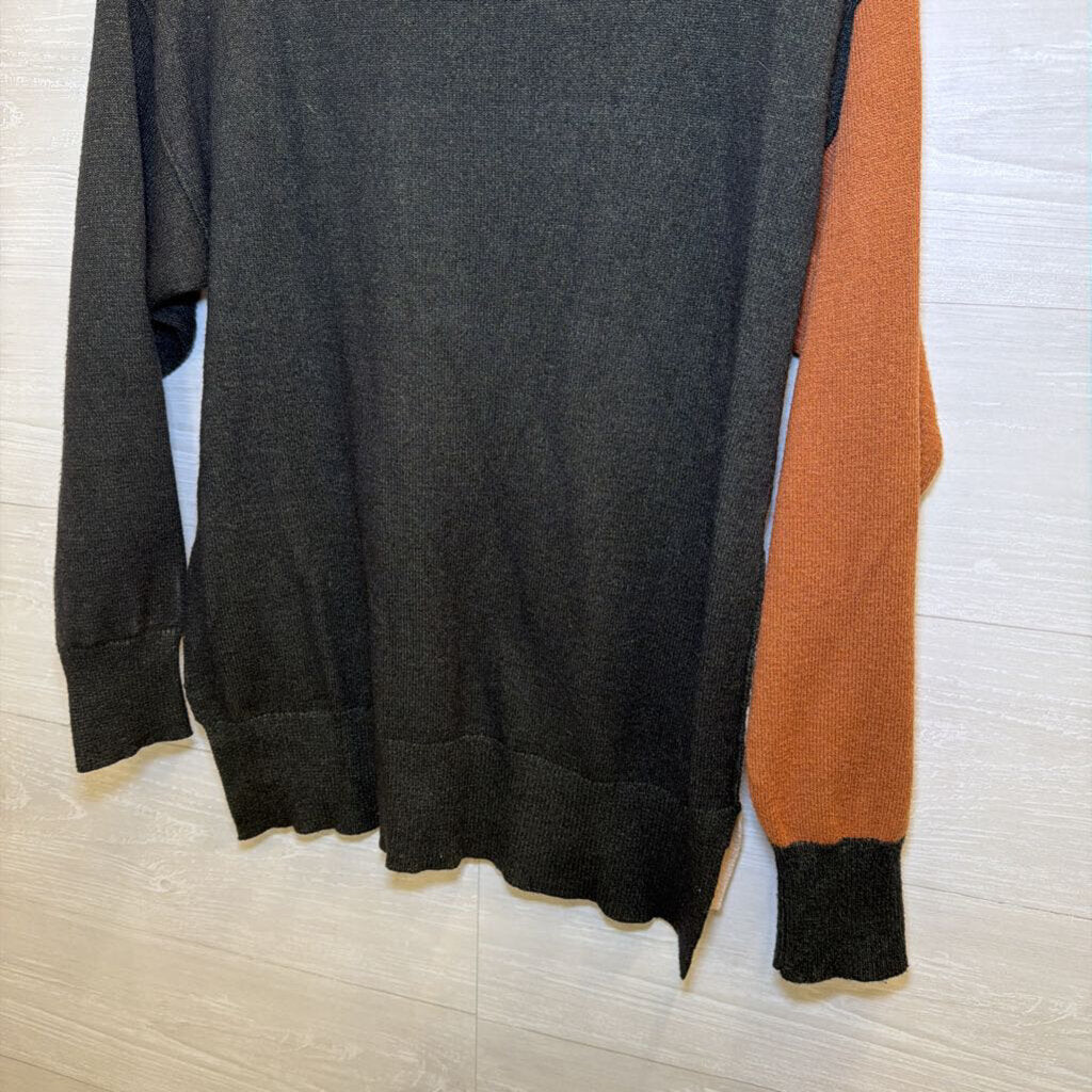 LUSH Beige/ Black Color Block Mock Neck Sweater Small