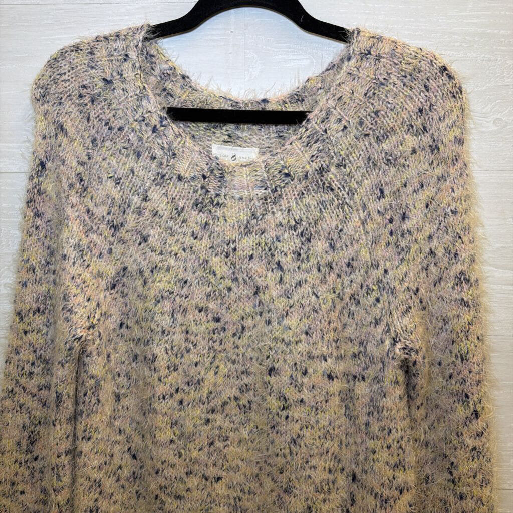 Lou and Grey White/ Multi Fuzzy Knit Sweater Extra Small