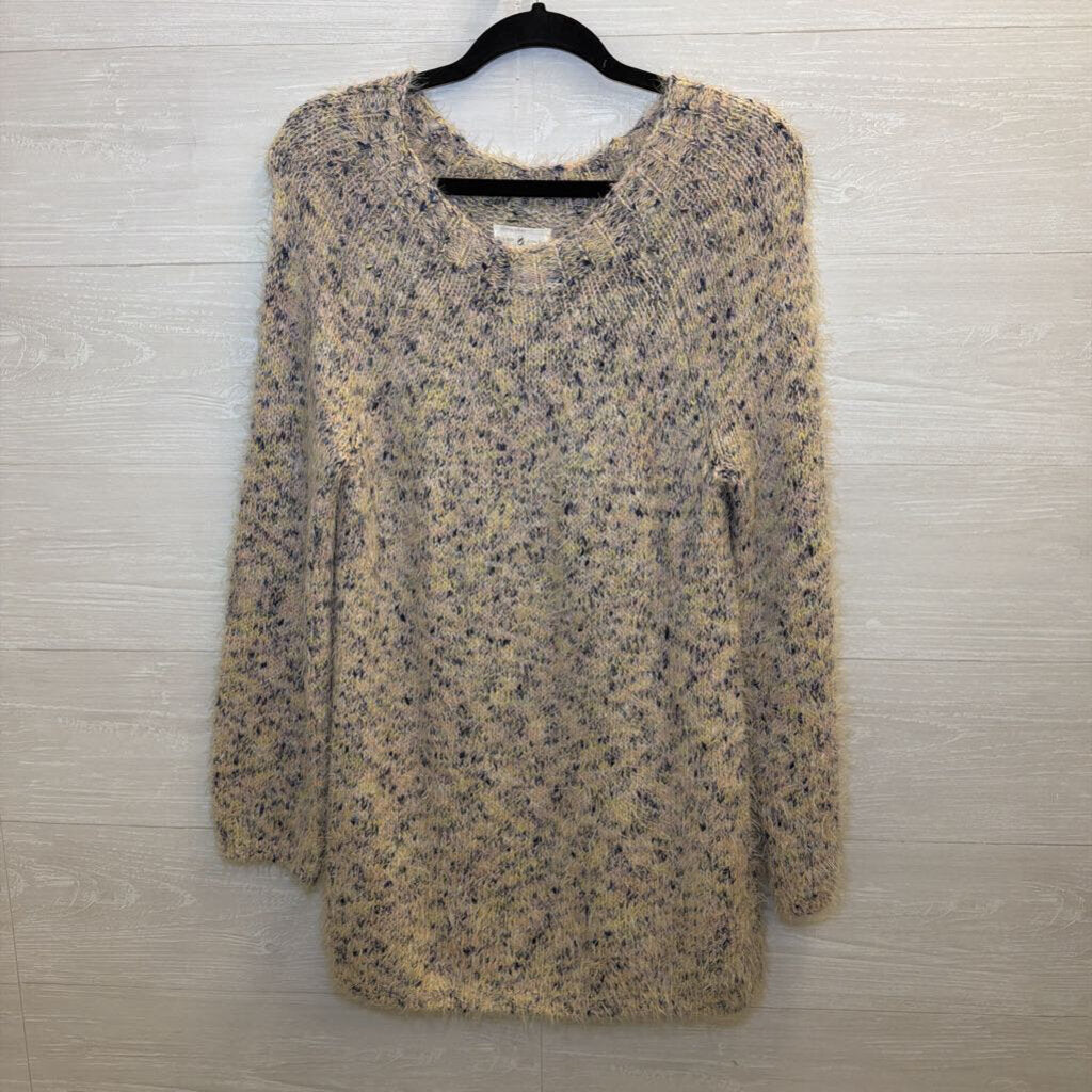 Lou and Grey White/ Multi Fuzzy Knit Sweater Extra Small