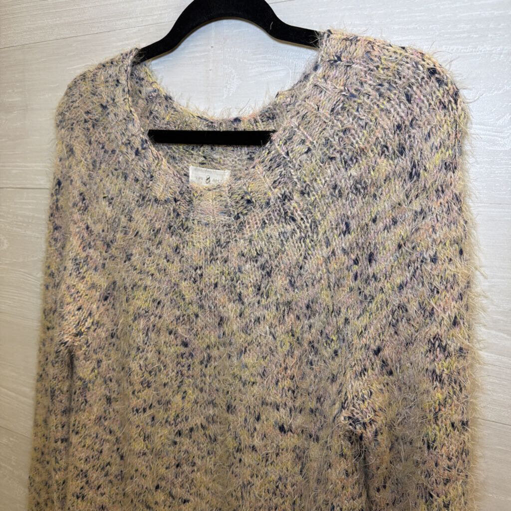 Lou and Grey White/ Multi Fuzzy Knit Sweater Extra Small
