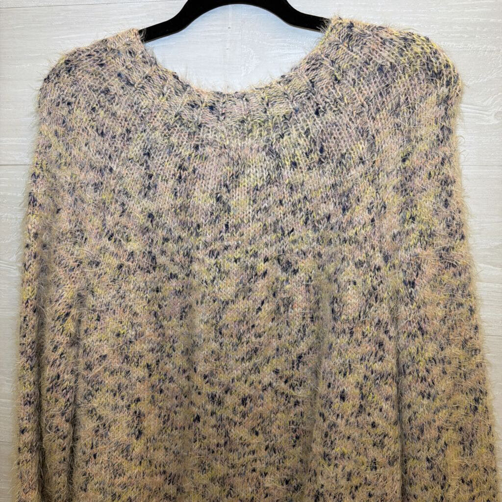 Lou and Grey White/ Multi Fuzzy Knit Sweater Extra Small