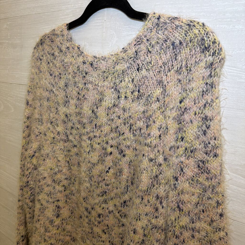 Lou and Grey White/ Multi Fuzzy Knit Sweater Extra Small
