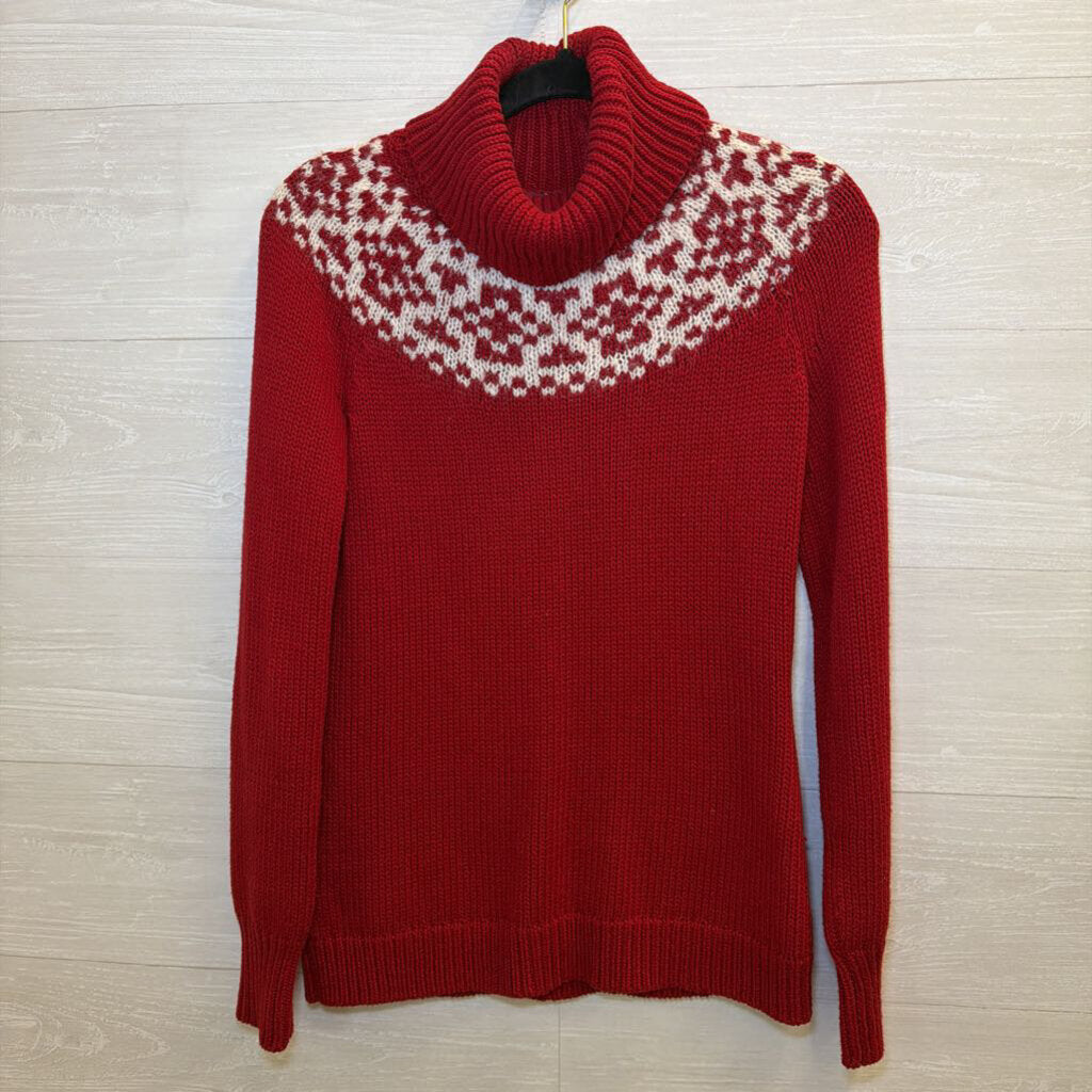 Talbots Red/ White Knit Turtleneck Sweater Extra Small