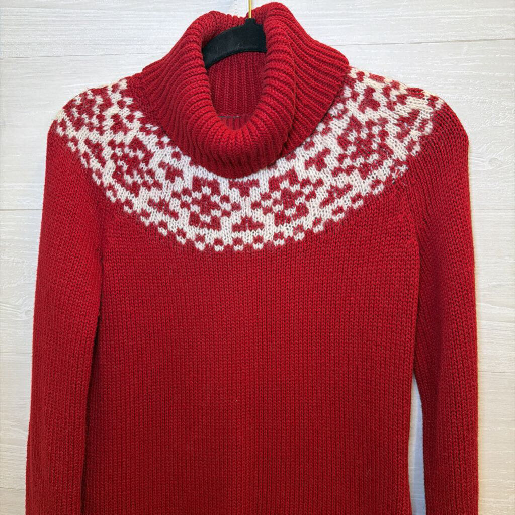 Talbots Red/ White Knit Turtleneck Sweater Extra Small