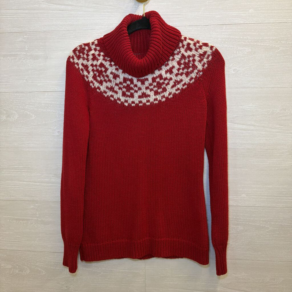 Talbots Red/ White Knit Turtleneck Sweater Extra Small