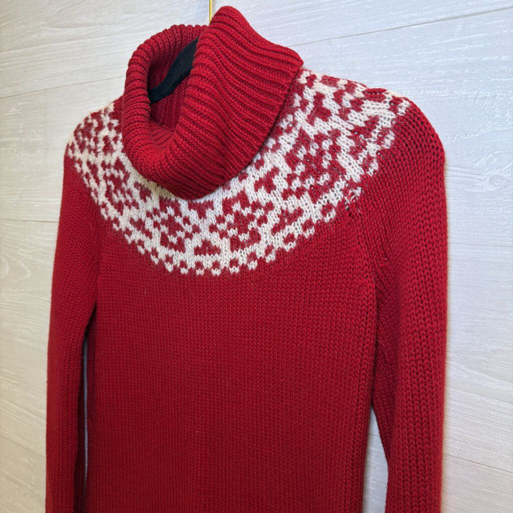 Talbots Red/ White Knit Turtleneck Sweater Extra Small