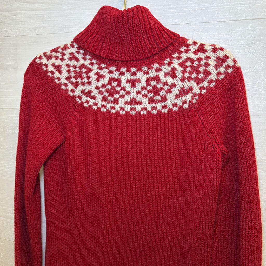 Talbots Red/ White Knit Turtleneck Sweater Extra Small