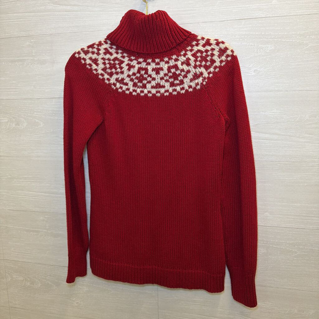 Talbots Red/ White Knit Turtleneck Sweater Extra Small