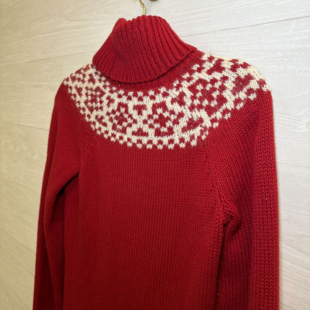 Talbots Red/ White Knit Turtleneck Sweater Extra Small