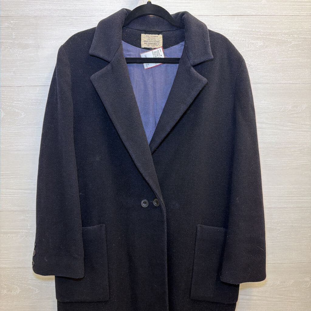 Vintage Admyra Navy Cashmere Wool Blend Long Jacket Large