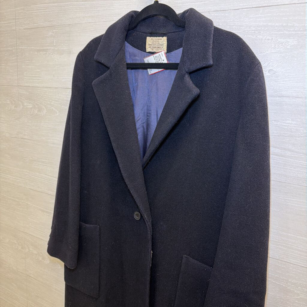 Vintage Admyra Navy Cashmere Wool Blend Long Jacket Large