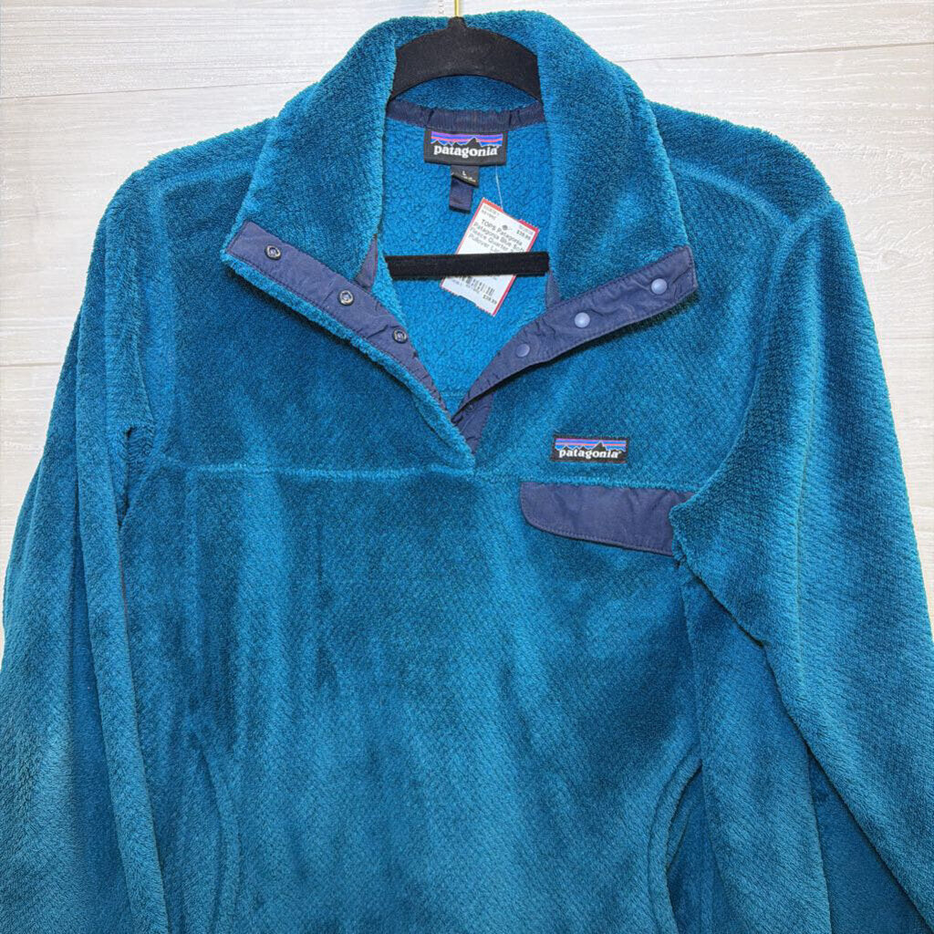 Patagonia Blue Soft Fleece Quarter Snap Pullover Large