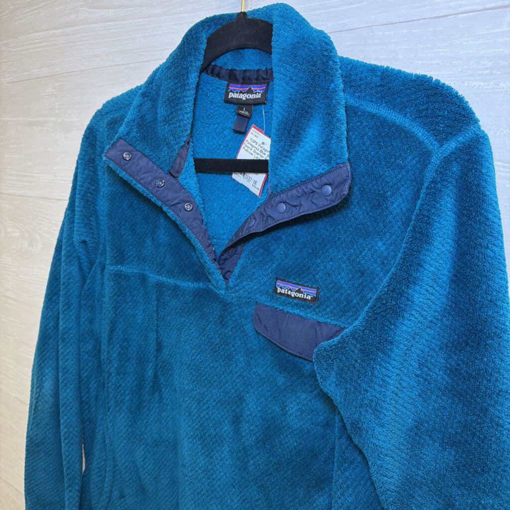 Patagonia Blue Soft Fleece Quarter Snap Pullover Large