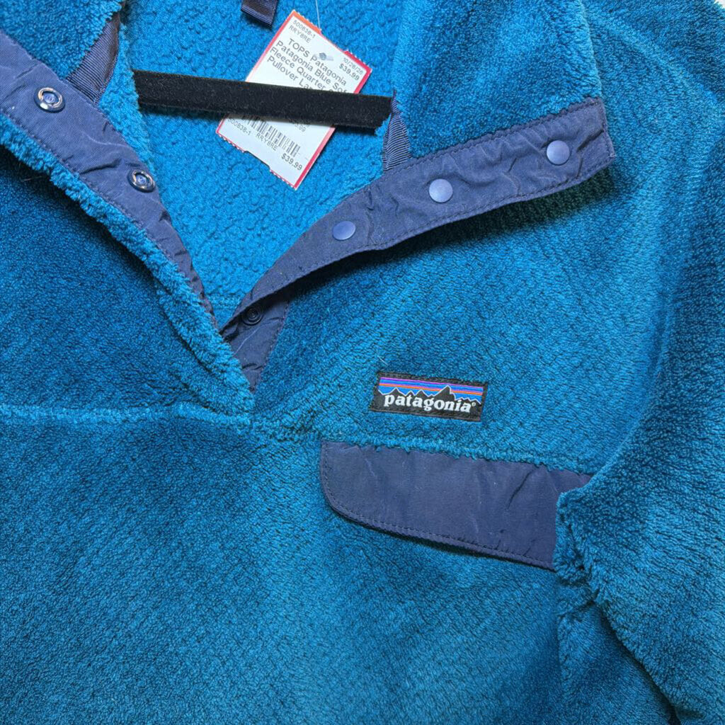 Patagonia Blue Soft Fleece Quarter Snap Pullover Large