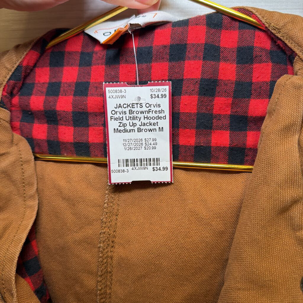 Orvis BrownFresh Field Utility Hooded Zip Up Jacket Medium