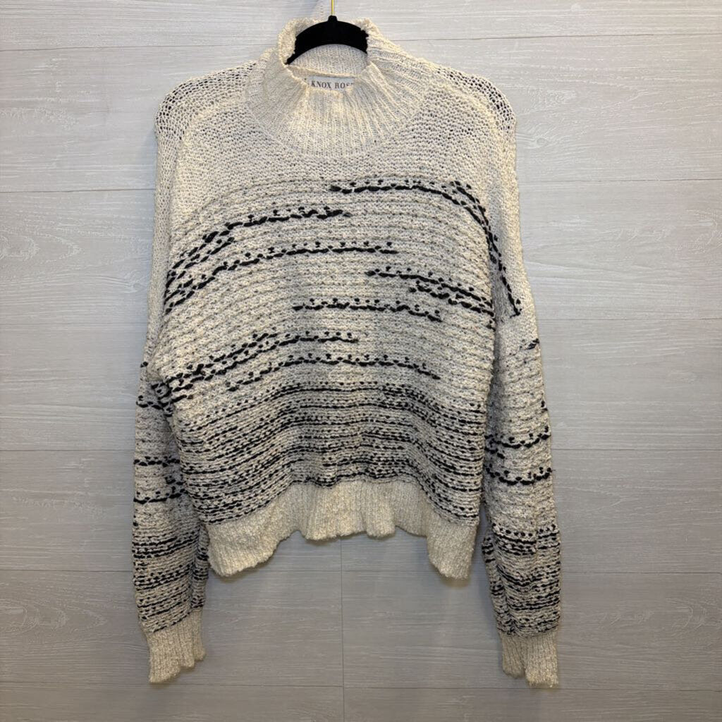 Knox Rose White/ Black Knit Cropped Sweater Large