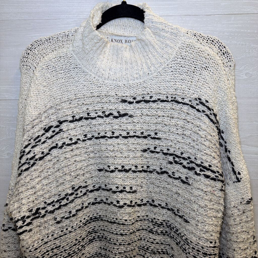Knox Rose White/ Black Knit Cropped Sweater Large