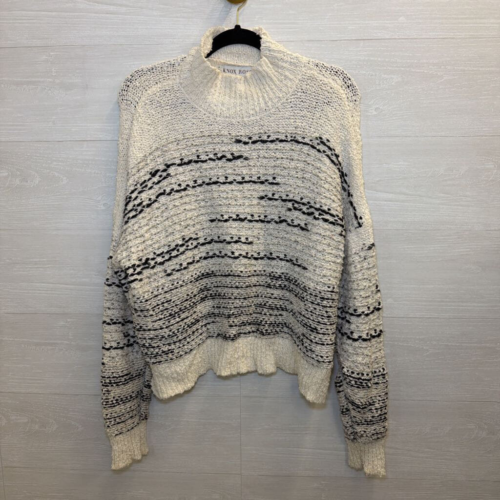 Knox Rose White/ Black Knit Cropped Sweater Large