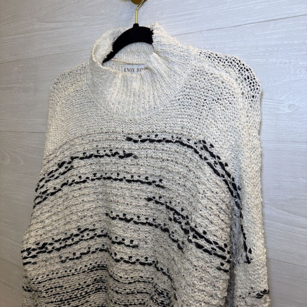 Knox Rose White/ Black Knit Cropped Sweater Large