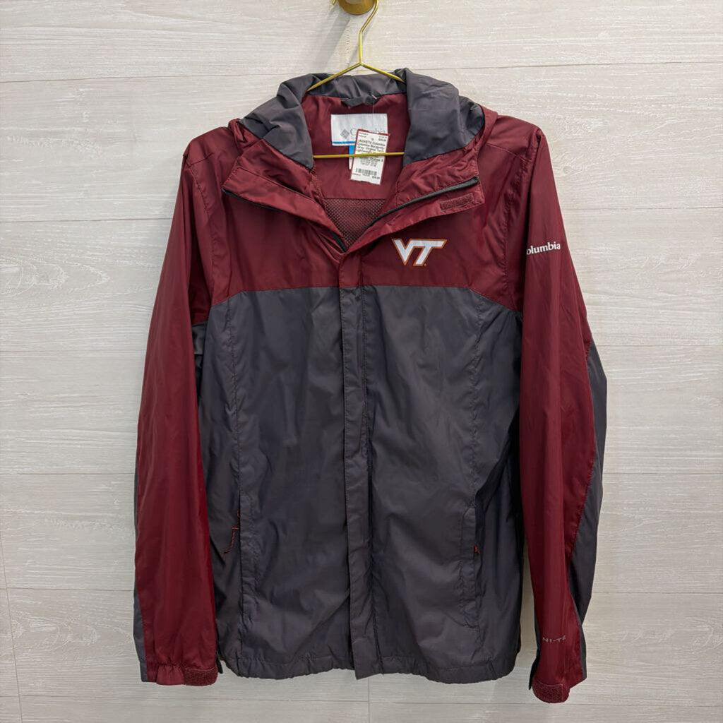 Columbia Burgundy/ Grey Virginia Tech Lightweight Hooded Jacket Small