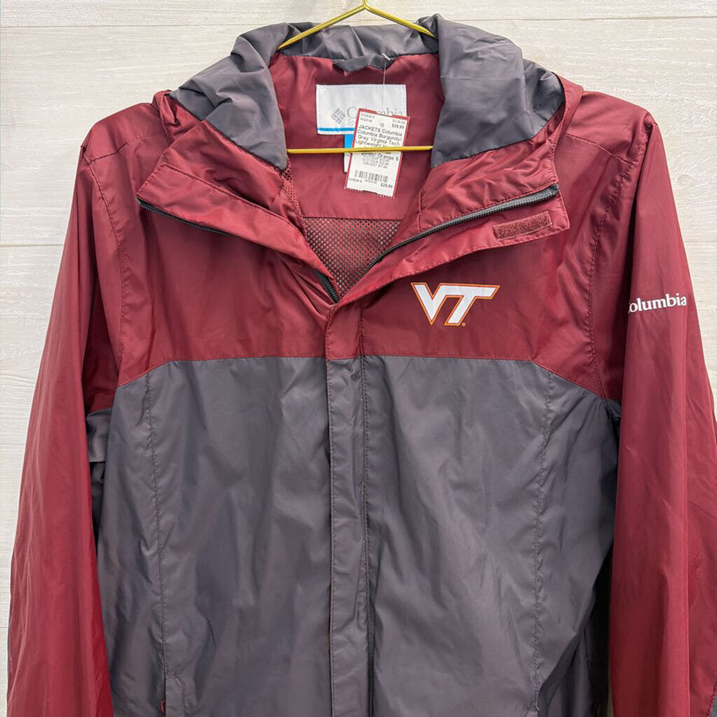 Columbia Burgundy/ Grey Virginia Tech Lightweight Hooded Jacket Small